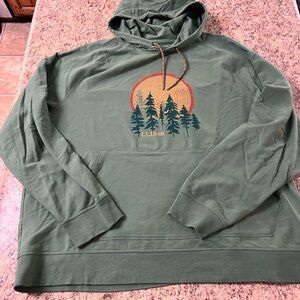 L.L. Bean green Hoodie sweatshirt with Forest trees Nature Design xxxl